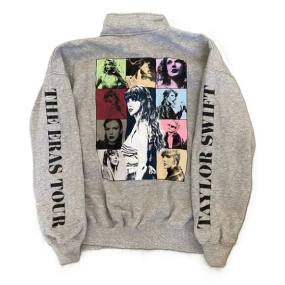 Taylor Swift The Eras Tour Gray Quarter Zip Sweatshirt - Picture 1 of 5